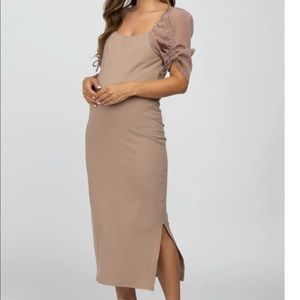 NWTS- ruched sleeve midi dress (maternity or not!)